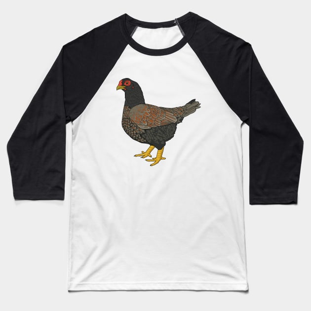 Cornish Chicken Baseball T-Shirt by Modern Medieval Design